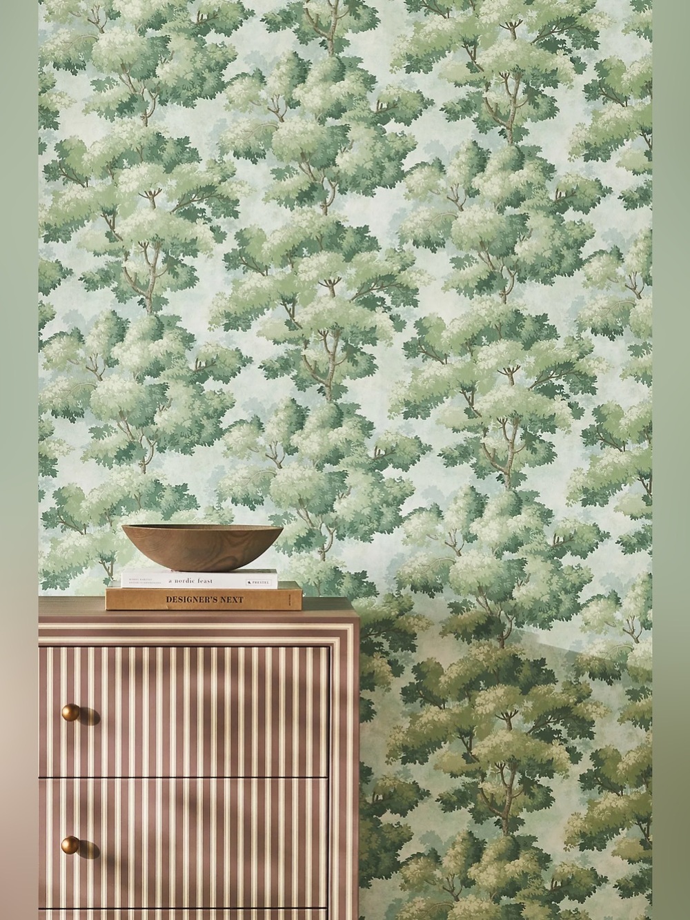 Anthropologie Green Scenic Tree Botanical Wallpaper
